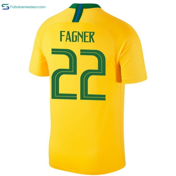 Camiseta Brasil 1ª Fagner 2018 Amarillo